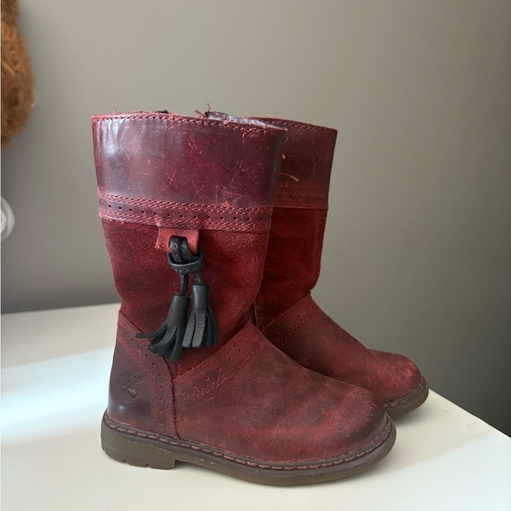 Timberland Kids Red Leather Boots